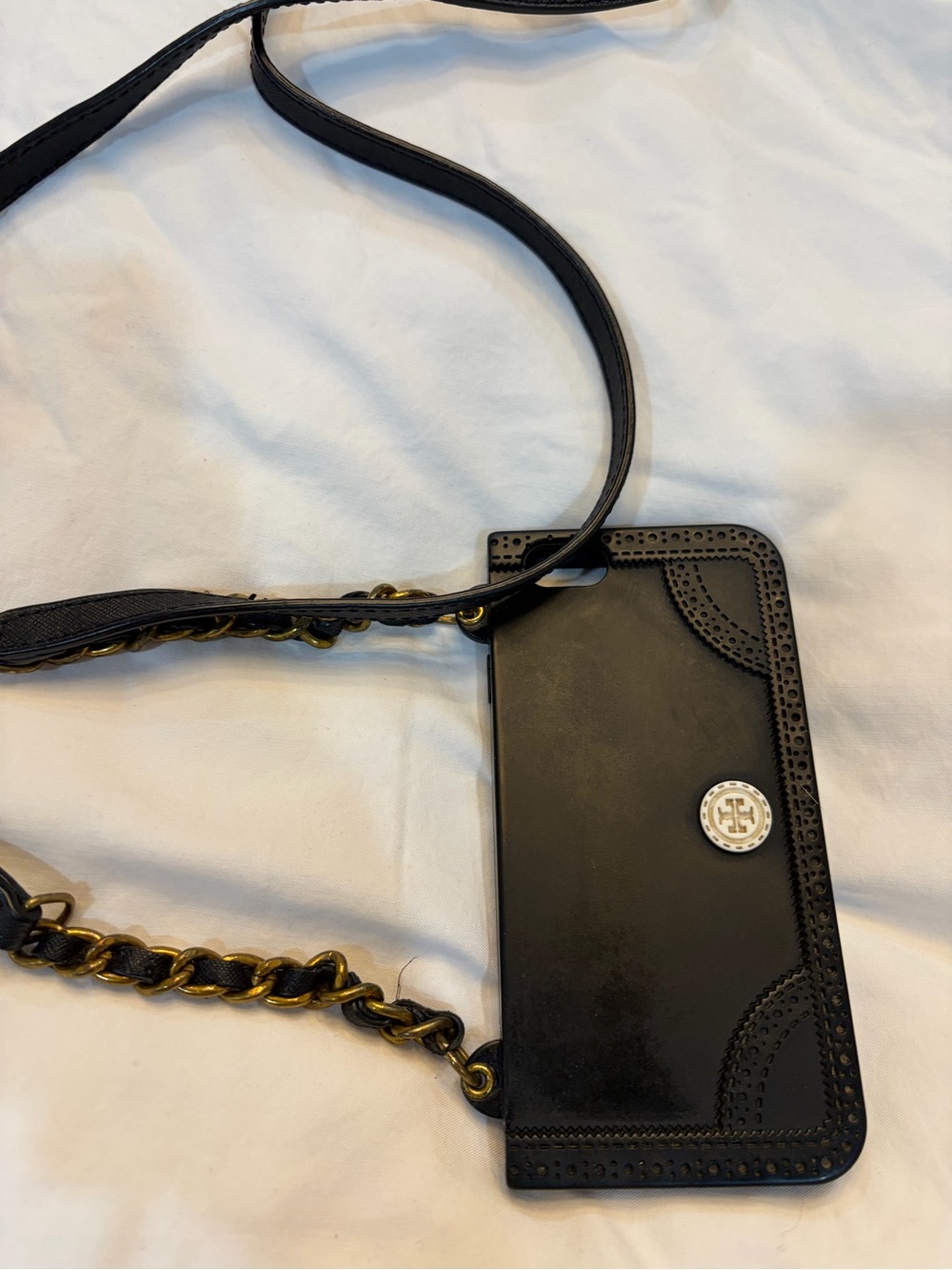 Tory Burch Black Nylon Crossbody Iphone 6 case with Chain Strap